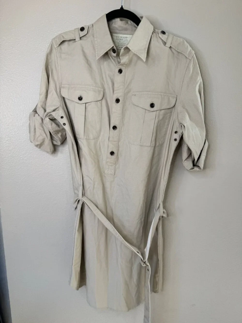 R.L. Rugby Womens Beige Lightweight Cotton Workwear Button-Down Dress Belt Large - Picture 2 of 6
